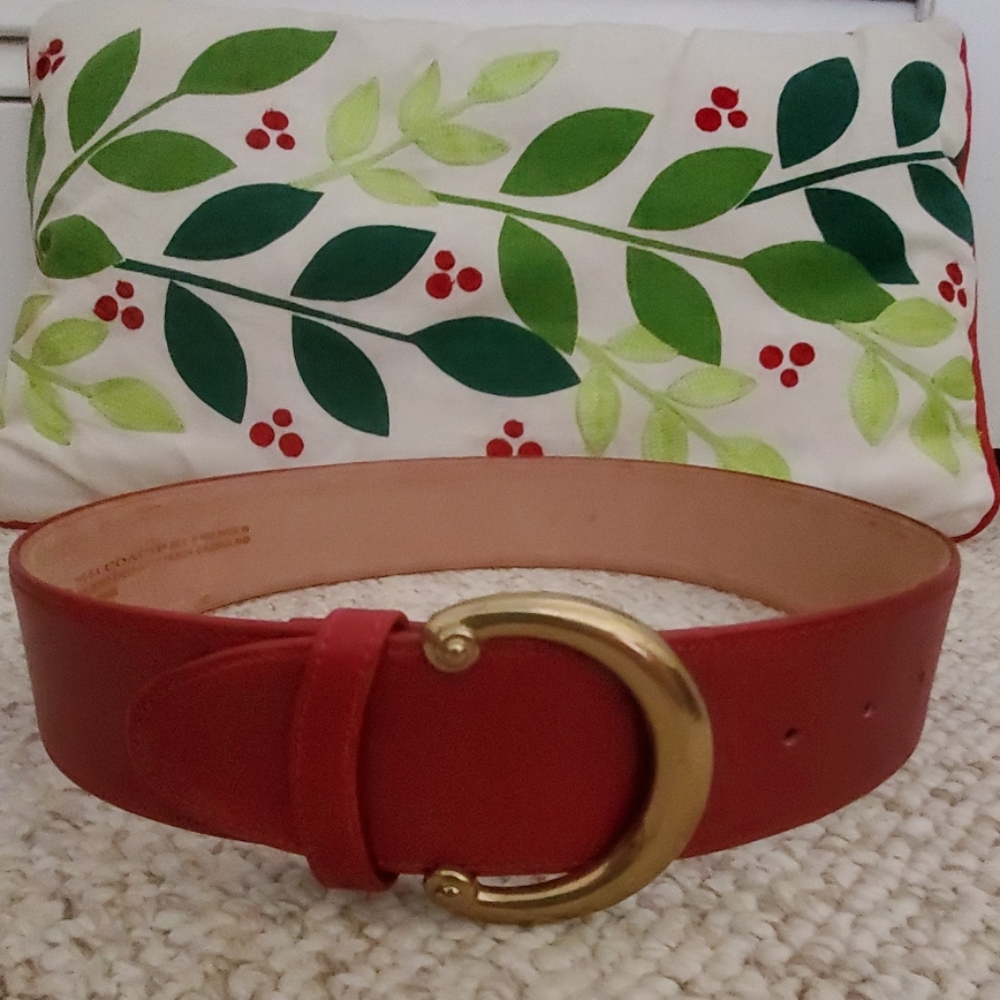 Vintage Coach Red Belt with Brass Buckle
